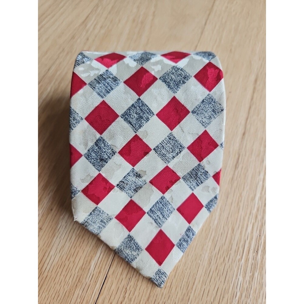 Carlo Ricci 100% Silk Necktie‎  Checked/diamond Pattern Handmade in Italy Men’s